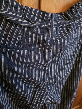 Point Sur Striped Navy Linen-Blend Pants Cotton And Linen M8